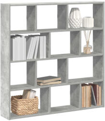 vidaXL betonszürke szerelt fa fali kockapolc 12 rekeszes színű (860007)