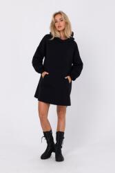 MOE Női Ruha Oversize Kapucnis Melegítő Tunika Fekete 36/38 S/m