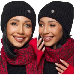 DEMUR Női Téli Sapka téli meleg puha vastag beanie kétrétegű fekete (czapki damskie ciepłe zimowe z dzianiny)