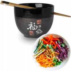 Emro Aziatica Leves- és tésztapálcikás tál Soba Fekete-Szürke Keleti Jelek (K 1507)