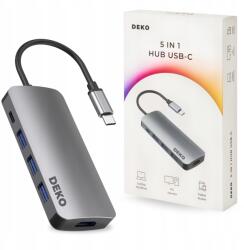 Deko Dokkoló állomás 100W Adapter Mac Hub Usb C 5in1 Hdmi 4K 60Hz 3xUSB (Hub USB Port USB C USBC 3.1 3 1)