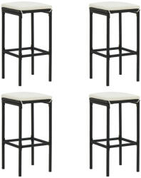 vidaXL 4 db fekete polyrattan bárszék párnával (313446)