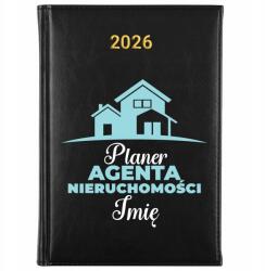FunnyCase Könyvnaptár 2026 Ingatlanügynök Tervező Fekete Ajándék Minták (Kalendarz Czarny PLANER AGENTA NIERUCHOMOŚCI)
