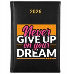 FunnyCase Könyvnaptár 2026 Never Give Up Fekete tervező határidőnapló Ajándék Wz (Kalendarz Czarny NEVER GIVE UP)