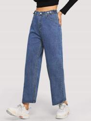 Shein WC22301 Shein Farmer Nadrág Magas Derekú Egyenes Szárú M