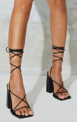  Fekete Klasszikus Cipő Szandál Megkötős Sarok Prettylittlething 37-ES (CMT3980)