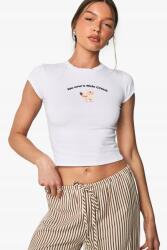 Boohoo Fehér Rövid Felső Testhezálló Nyomott Mintás Rövid Ujjú Klasszikus Boohoo S