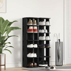 vidaXL 2 db fekete tölgy szerelt fa cipőszekrény 25x27x102 cm (862067)