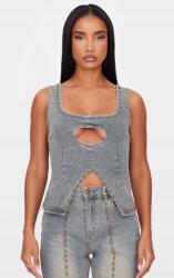 Prettylittlething Klasszikus Farmer Felső Káró Nyakkivágással Dekoratív Strasszokkal Prettylittlething 34