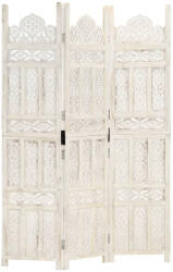 vidaXL 3-paneles fehér mangófa kézzel faragott térelválasztó 120x165cm (285318)