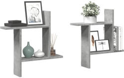 vidaXL 2 db betonszürke szerelt fa fali polc 50 x 12 x 50 cm (853257)