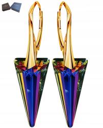 Mennica Świdnicka Fülbevaló Arany Lógó Angol Kapcsos Hegyes Kristály Ezüst 925