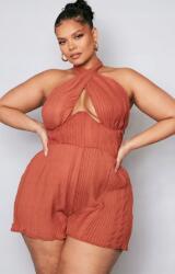 Boohoo Narancssárga Plus Size Overál Merevített Derék Rövidnadrág 58-AS