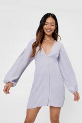 Nasty Gal Mini Ruha, V-nyakkivágással, szürke, Size 40, poliészter