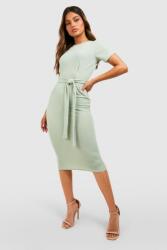 Boohoo Ceruza Ruha MIDI, fodros pánttal, Size L, zöld