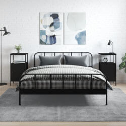 vidaXL 2 db fekete szerelt fa éjjeliszekrény 41 x 31 x 80 cm (825924)