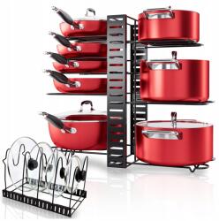  Edénytartó Állvány Serpenyők Fedél Konyhai rendszerező Fém Loft Polc (007322)