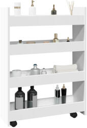 vidaXL keskeny, 4-szintes, fehér, rétegelt fa tárolókocsi (855259)