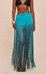 Prettylittlething Szatén Mini Szoknya Rojtokkal, Size 32, kék