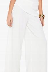 Boohoo Fehér Kötött Nadrág Harang Szabás Magas Derekú Laza Sima Boohoo 36