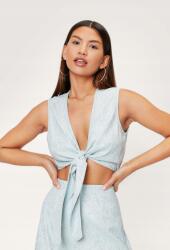 Nasty Gal Kék Elöl Megkötős Felső, Size 36, 100% poliészter