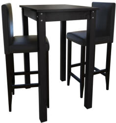 vidaXL Bárasztal 2 db fekete bárszékkel (160726)