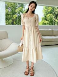 Dazy LC13111 Dazy Bézs Ruha Fodrokkal L