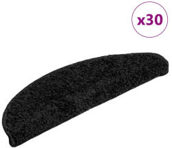 vidaXL 30 db fekete, félkör alakú lépcsőszőnyeg 56 x 17 x 3 cm (3365800)