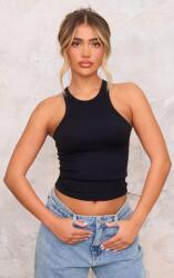 Prettylittlething Fekete Klasszikus Bordázott Felső, Sima Prettylittlething S