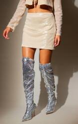 Prettylittlething Bézs Fényes Flitteres Mini Cipzáras Szoknya Prettylittlething 36