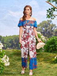 Shein LC45114 Shein Mintás Overál Virágmintás Nyitott Vállú (31) S