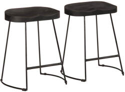 vidaXL bárszékek 2 db Fekete 46x38x52 cm tömör fa Mango (4013529)