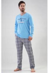  Férfi hosszú ujjú pizsama, hosszú nadrág 2040715262 M kék (2040715262)