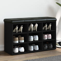 vidaXL fekete szerelt fa cipőtároló pad 82 x 32 x 50 cm (835104) - valora