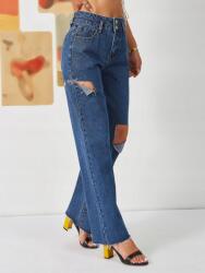 Shein KC03209 Shein Farmer Nadrág Kopásálló Magas Derekú Egyenes Szárú S