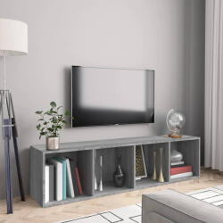 vidaXL szürke sonoma színű szerelt fa könyv-/TV-szekrény 143x30x36 cm (815271)
