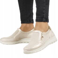 Evento Arany Színű Cipzáras Női Cipő Unisoft Talpbetét Kereszttel (9026 ZŁOTE)