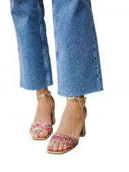 Shein Kockás Szandál Arany Színű Pánttal 38__38 (sx25030771517518712)