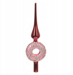 Westwing Spicc Karácsonyfadísz üveg piros Donut Fánk rózsaszín 9x31cm (DEQ23KAE69972-190828)