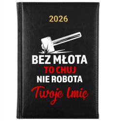 FunnyCase Könyvnaptár 2026 Kalapács Nélkül Ch*j Nem Munka Fekete Ajándék Minták (Kalendarz Czarny BEZ MŁOTA TO CH*J NIE ROBOTA)