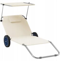 Outsunny Napozóágy acél fehér Outsunny Összecsukható Kerekes Napozóágy (84G-776V00BG)