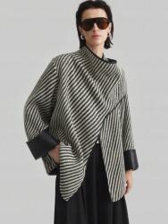 Shein Kabát Sállal Fehér-fekete Csíkos Elegáns 36 S__s