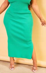 Prettylittlething Zöld MIDI Szoknya Bordázott Kivágással Prettylittlething 44