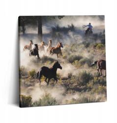 Wallfluent Fotó Vászonkép Dekoratív Szoba Csorda Elszáguldott Lovak 60x60 cm (010030010270000074590)