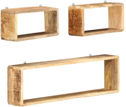 vidaXL 3-részes tömör mangófa fali kockapolcszett (285844)