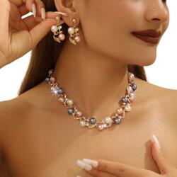 silvermark925 Női ékszer szett aranyozott gyöngyök strasszokkal (Na Urodziny, Na Wesele, Na Sylwestra)