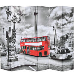 vidaXL fekete-fehér londoni busz mintás paraván 228 x 170 cm (245876) - valora