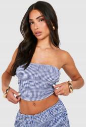 Boohoo Kék Felső Illeszkedő Mintás Képeslap Rövid Nyitott Váll Boohoo 38