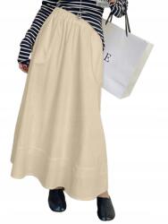 Shein Bézs Maxi Szoknya Bő Pamut Zsebekkel 42 XL__XL