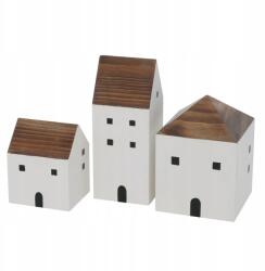 BOLTZE Boltzexmas dekorációs szett 3 db-os fa házikó karácsonyi dekoráció (2010303)